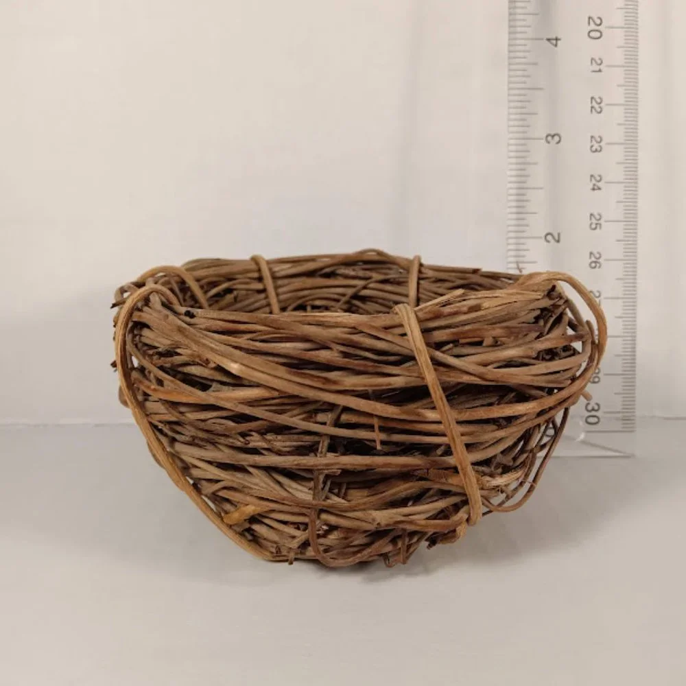 Blue Ceramic Bird in Wicker Nest - Decorative Home Accent